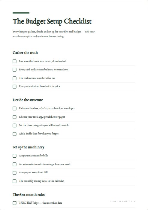 The budget setup checklist lead magnet
