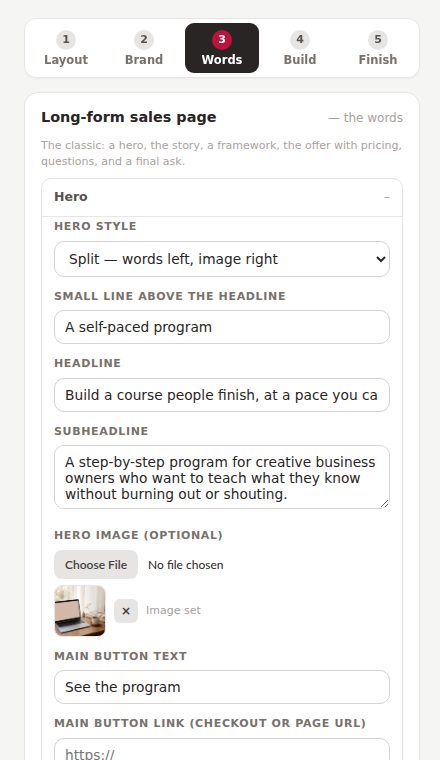 Step 3: the words panel