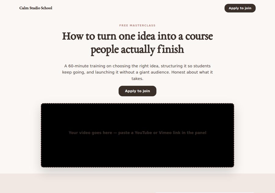 Masterclass page