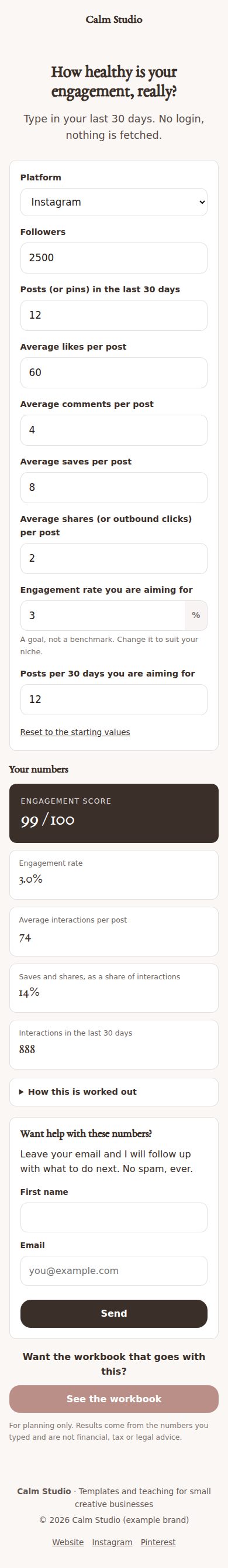 Engagement scorer on a phone