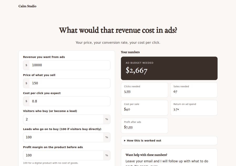 Ad spend estimator