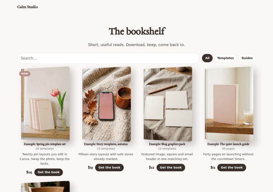 Digital bookshelf shop layout exported from the Storefront