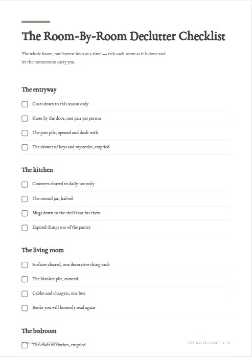 The declutter checklist lead magnet