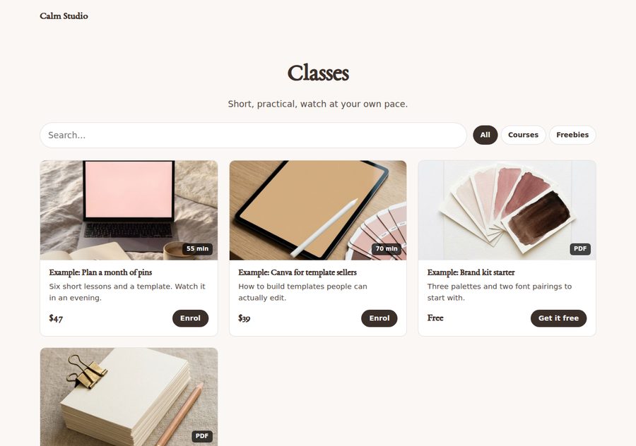 Video course catalogue