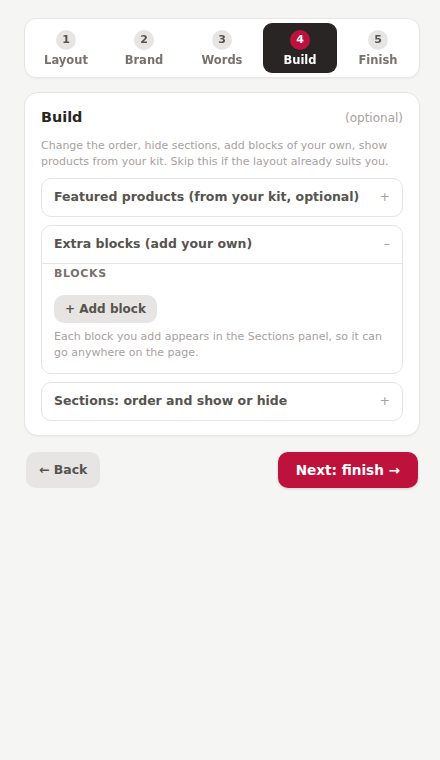 Extra blocks panel