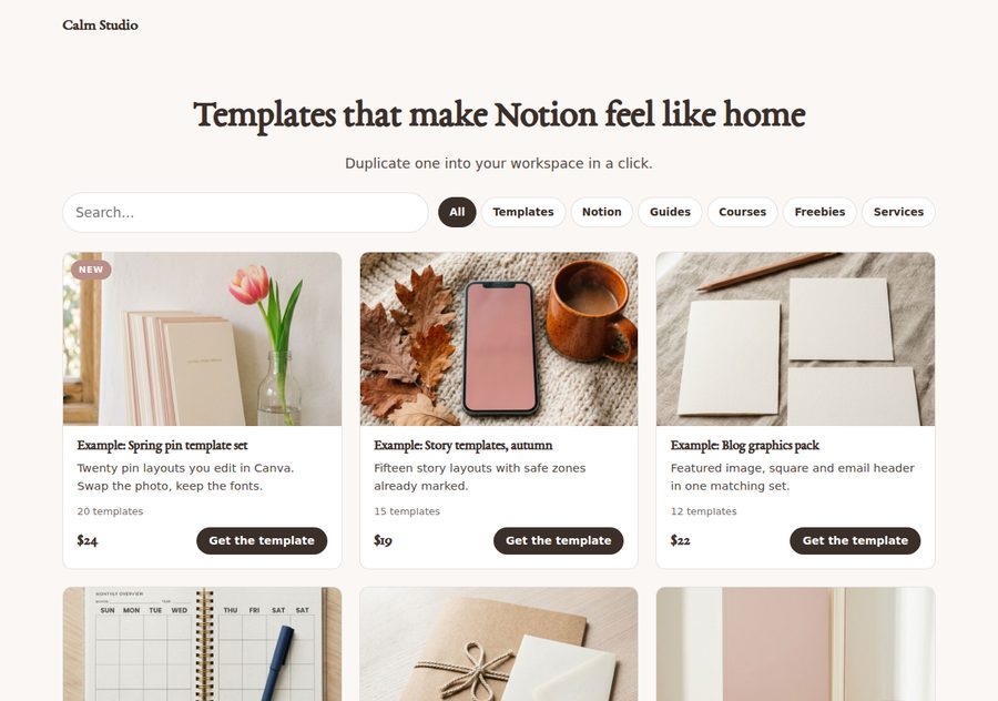Notion template gallery