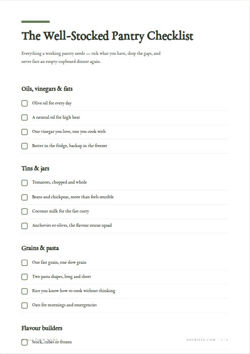The pantry checklist lead magnet