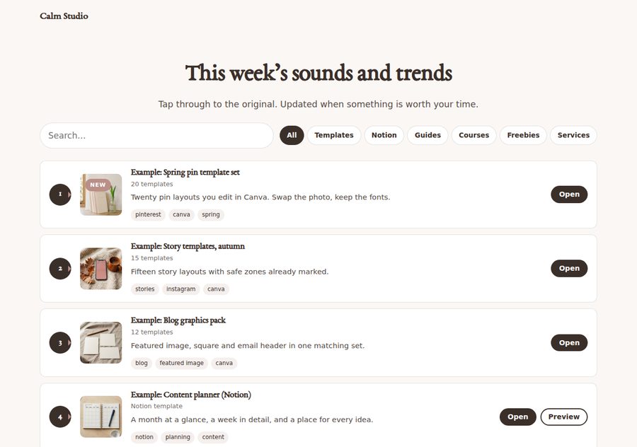 Audio and trend hub