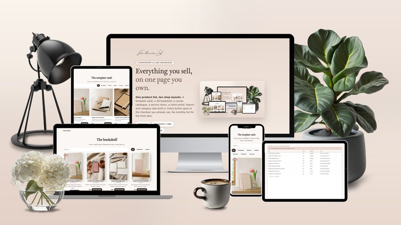 The Storefront and exported shop pages on device frames