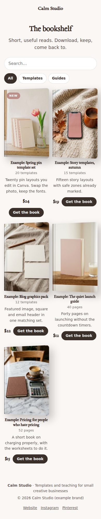 Bookshelf on a phone