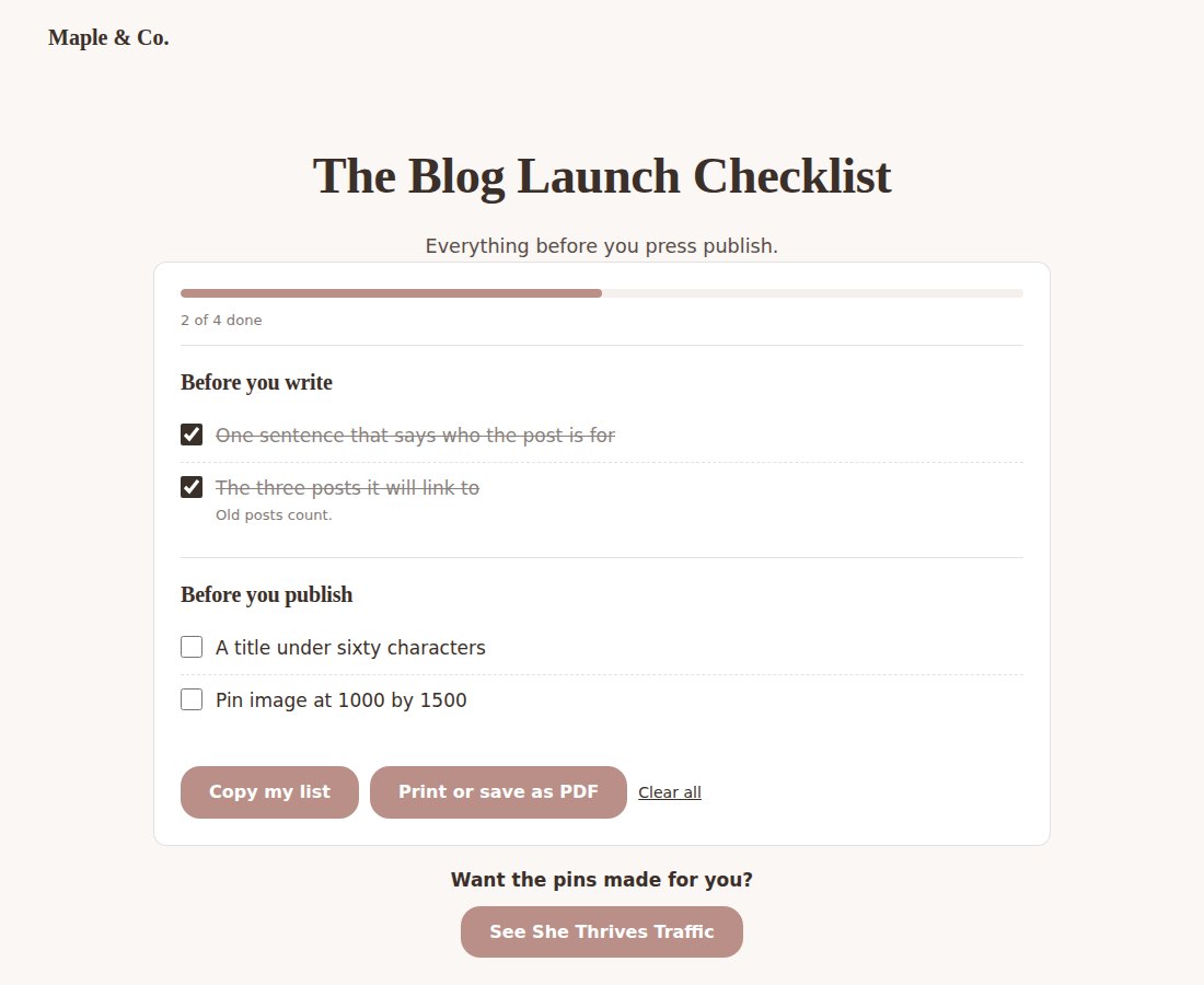 An interactive checklist made with Lead Magnets