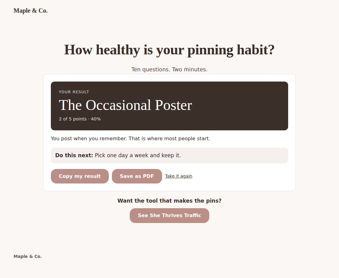 A quiz result page made with Lead Magnets